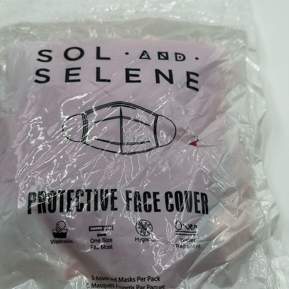 Sol and Selene 5 pack face mask Assorted Cotton Face Masks New in sealed bag - Picture 6 of 6